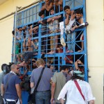 Delegition infront of the over crowded cell of the minors
